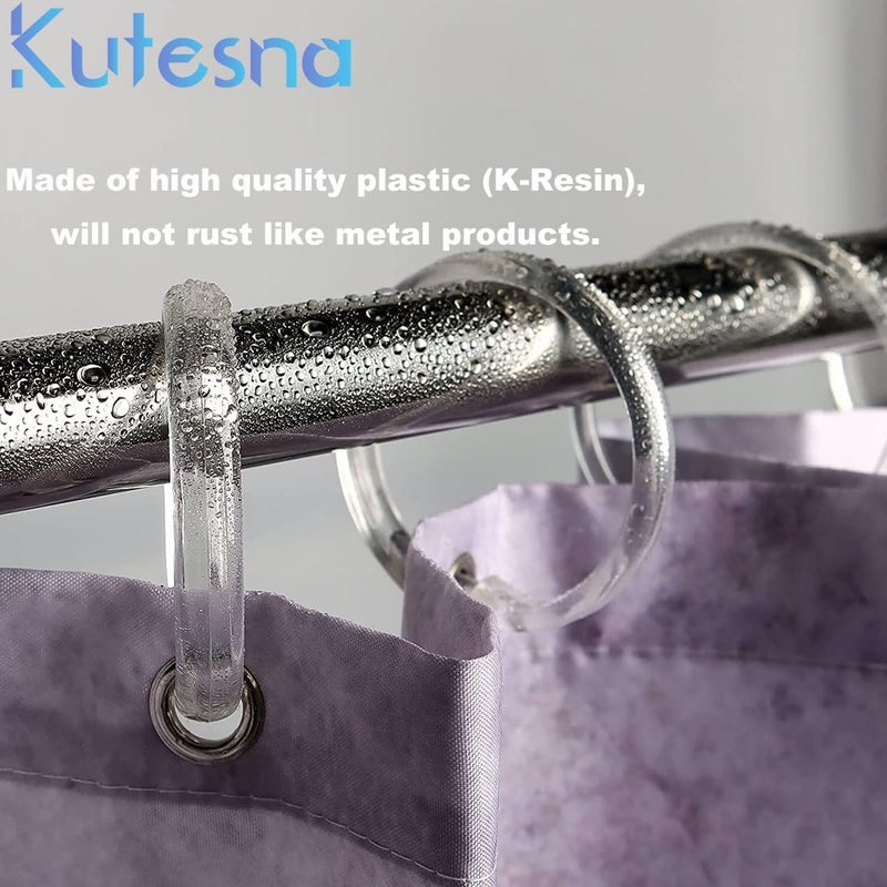 Kutesna 24PCS Shower Curtain Hooks,Clear Shower Curtain Rings,Plastic Shower Hooks,Easy to Snap Closure,Rust Proof Anti-Drop Shower Rings,Smooth Sliding Curtain Hooks for Bathroom Shower Rods Curtains - Image 5
